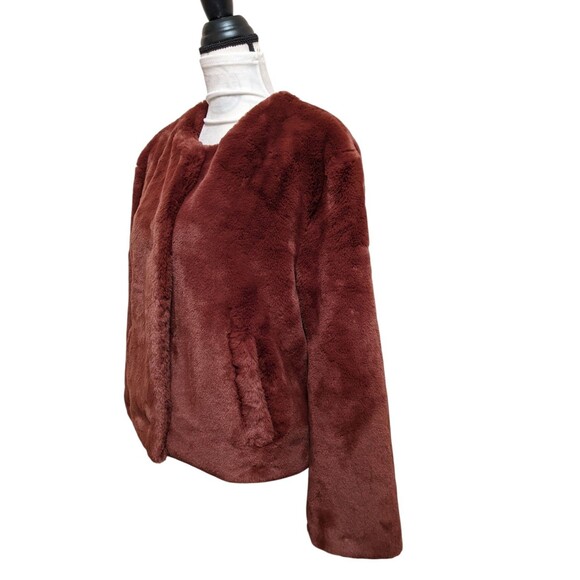 Anthropologie Sanctuary Furry Teddy Coat Jacket Chocolate Brown Size Small - Picture 2 of 5